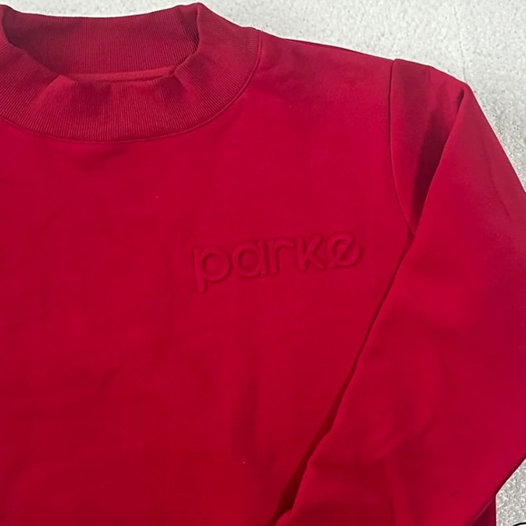 Parke Tops - NEW Parke Maroon Red Embossed Mockneck Sweatshirt, S/M